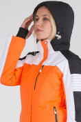 Оптом Женская зимняя горнолыжная куртка оранжевого цвета 19601O в Казани, фото 3