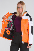 Оптом Женская зимняя горнолыжная куртка оранжевого цвета 19601O, фото 5