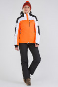 Оптом Женский зимний горнолыжный костюм оранжевого цвета 019601O в  Красноярске, фото 2