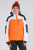 Оптом Женская зимняя горнолыжная куртка оранжевого цвета 19601O в Волгоградке