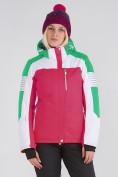 Оптом Женская зимняя горнолыжная куртка розового цвета 19601R