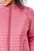 Оптом Молодежная стеганная куртка женская розового цвета 1960R в Екатеринбурге, фото 4