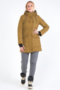 Оптом Куртка парка зимняя женская горчичного цвета 19621G