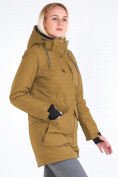 Оптом Куртка парка зимняя женская горчичного цвета 19621G, фото 3