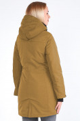 Оптом Куртка парка зимняя женская горчичного цвета 19621G, фото 4