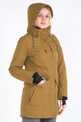 Оптом Куртка парка зимняя женская горчичного цвета 19621G в Перми, фото 7