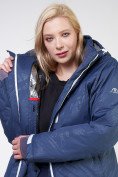 Оптом Куртка горнолыжная женская большого размера темно-синего цвета 21982TS, фото 7