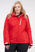 Оптом Куртка горнолыжная женская большого размера красного цвета 21982Kr в Омске, фото 4