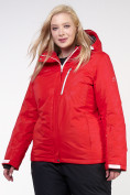Оптом Куртка горнолыжная женская большого размера красного цвета 21982Kr, фото 2