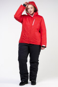 Оптом Костюм горнолыжный женский большого размера красного цвета 021982Kr, фото 3