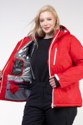 Оптом Куртка горнолыжная женская большого размера красного цвета 21982Kr, фото 9