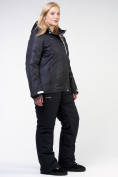 Оптом Костюм горнолыжный женский большого размера черного цвета 021982Ch в Перми, фото 2