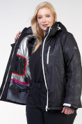 Оптом Куртка горнолыжная женская большого размера черного цвета 21982Ch в Санкт-Петербурге, фото 6