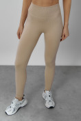 Оптом Спортивный костюм для фитнеса женский бежевого цвета 20006B в Уфе, фото 17