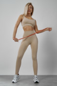 Оптом Спортивный костюм для фитнеса женский бежевого цвета 20006B в Краснодаре, фото 4