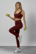 Оптом Спортивный костюм для фитнеса женский бордового цвета 20006Bo в Омске, фото 10
