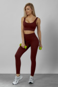 Оптом Спортивный костюм для фитнеса женский бордового цвета 20006Bo, фото 11