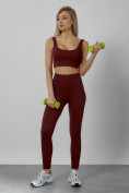 Оптом Спортивный костюм для фитнеса женский бордового цвета 20006Bo, фото 12