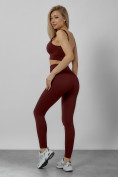 Оптом Спортивный костюм для фитнеса женский бордового цвета 20006Bo, фото 3