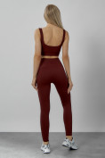 Оптом Спортивный костюм для фитнеса женский бордового цвета 20006Bo, фото 4