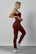 Оптом Спортивный костюм для фитнеса женский бордового цвета 20006Bo в Баку, фото 7