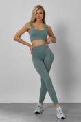 Оптом Спортивный костюм для фитнеса женский бирюзового цвета 20006Br, фото 2