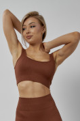 Оптом Спортивный костюм для фитнеса женский коричневого цвета 20006K в Сочи, фото 12