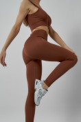 Оптом Спортивный костюм для фитнеса женский коричневого цвета 20006K в Алма-Ате, фото 13