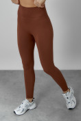 Оптом Спортивный костюм для фитнеса женский коричневого цвета 20006K в Сочи, фото 16