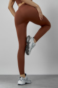 Оптом Спортивный костюм для фитнеса женский коричневого цвета 20006K в Саратове, фото 19