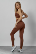 Оптом Спортивный костюм для фитнеса женский коричневого цвета 20006K в Перми, фото 8