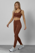 Оптом Спортивный костюм для фитнеса женский коричневого цвета 20006K в Алма-Ате, фото 9