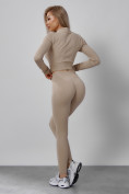 Оптом Спортивный костюм для фитнеса женский бежевого цвета 20007B в Уфе, фото 14