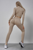 Оптом Спортивный костюм для фитнеса женский бежевого цвета 20007B, фото 7