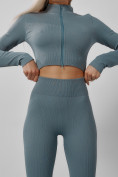 Оптом Спортивный костюм для фитнеса женский бирюзового цвета 20007Br в Кемерово, фото 17