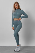 Оптом Спортивный костюм для фитнеса женский бирюзового цвета 20007Br, фото 4