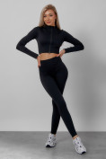 Оптом Спортивный костюм для фитнеса женский черного цвета 20007Ch в Саратове, фото 14