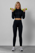 Оптом Спортивный костюм для фитнеса женский черного цвета 20007Ch в Санкт-Петербурге, фото 4