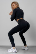Оптом Спортивный костюм для фитнеса женский черного цвета 20007Ch в Волгоградке, фото 7