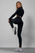 Оптом Спортивный костюм для фитнеса женский черного цвета 20007Ch в Волгоградке, фото 8