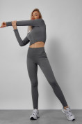 Оптом Спортивный костюм для фитнеса женский темно-серого цвета 20007TC, фото 13