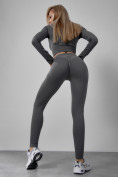 Оптом Спортивный костюм для фитнеса женский темно-серого цвета 20007TC, фото 4