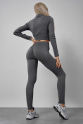 Оптом Спортивный костюм для фитнеса женский темно-серого цвета 20007TC, фото 6