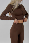 Оптом Спортивный костюм для фитнеса женский темно-коричневого цвета 20007TK в Краснодаре, фото 21