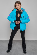 Оптом Горнолыжная куртка женская зимняя синего цвета 2002S в Казани, фото 11
