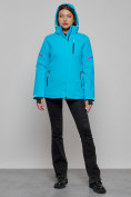 Оптом Горнолыжная куртка женская зимняя синего цвета 2002S в Казани, фото 19
