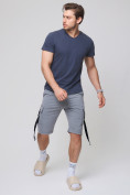 Оптом Летние шорты трикотажные мужские серого цвета 21005Sr в Казани, фото 2