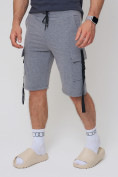 Оптом Летние шорты трикотажные мужские серого цвета 21005Sr в Перми, фото 8
