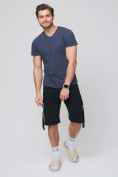 Оптом Летние шорты трикотажные мужские черного цвета 21005Ch в Сочи, фото 5