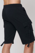 Оптом Летние шорты трикотажные мужские черного цвета 21005Ch в Омске, фото 12